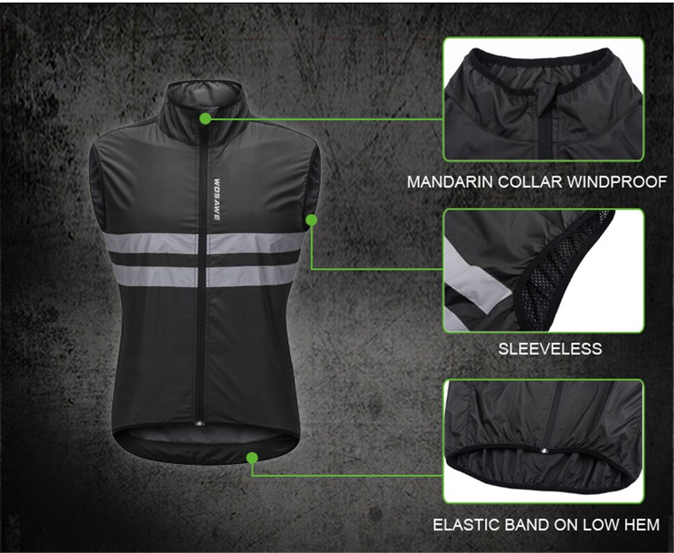 Motorcycle Mountain Bike Sleeveless Jacket Lightweight Windproof Cycling GILET Men or Women Cycling Windbreak Vest Mtb Wind Vest