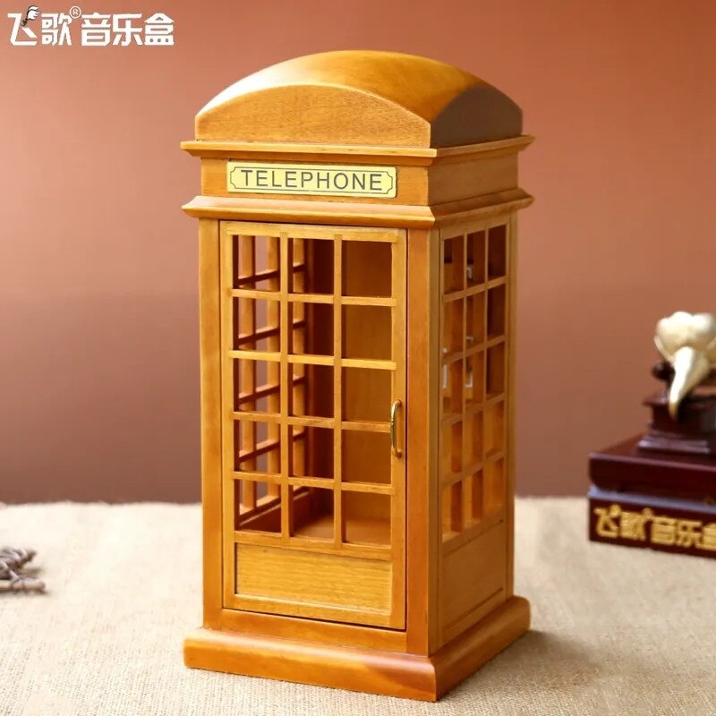 Home decoration retro piano metal music box birthday rotating music box hexagonal wedding decoration