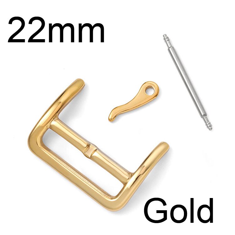 Stainless Steel Watch Strap Buckle 16mm 18mm 20mm 22mm 316L Glossy Polish Replacement Watchband Clasp Band Repair Tool Part: 22mm Gold