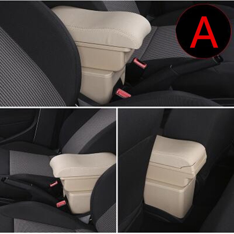 Leather Car Armrest Stroage Box for Chevrolet Spark Interior Parts Center Console Armrest: A style Beige