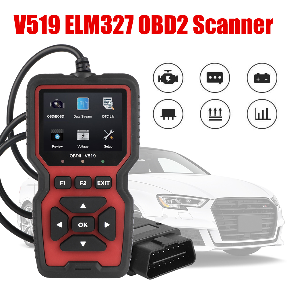 Lectura de fallos de motor, detección de voltaje de batería de datos, V519, Elm327, lector de código, instrumento de diagnóstico de fallos automotrices, escáner OBD2