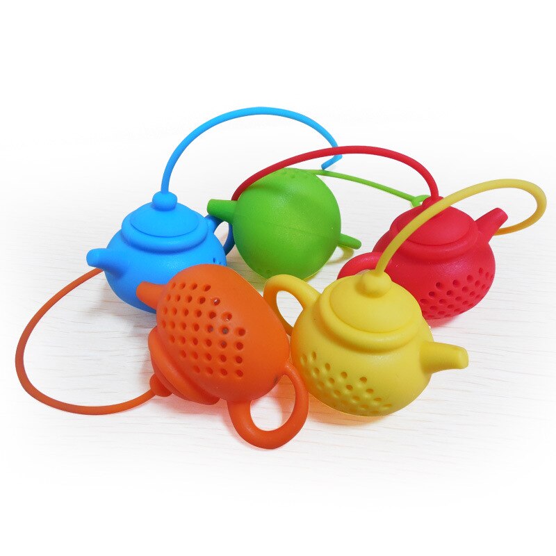 Infusor de té de silicona, utensilios de cocina, tetera, accesorio para elaboración de cerveza, en forma de tetera, 1 pieza, colador de té de hoja de Color puro