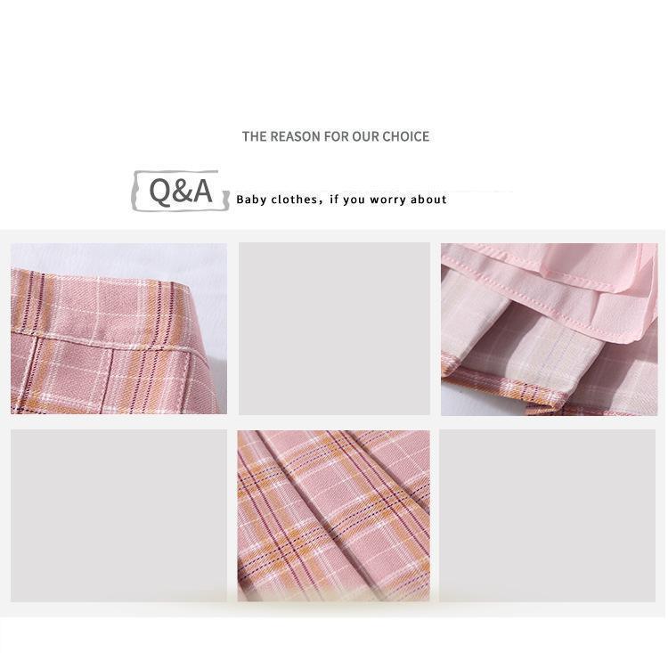 Toddler Girl Skirt Summer Girls Pleated Skirt Casual Kids Girl High Waist Plaid Skirts For School Uniform Students Clothing