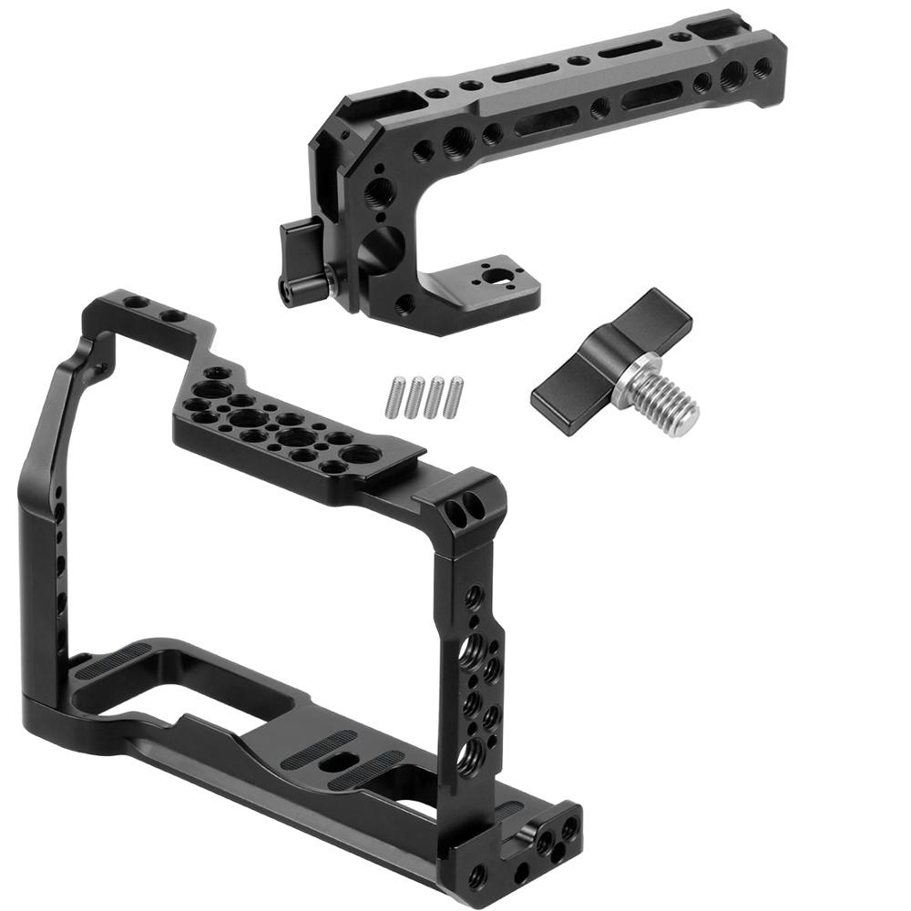 Jos d'appareil photo reflex en aluminium pour Fujifilm X-T3 /XT3/XT2 /X-T2 DSLR Rig Juste de protection avec poignée supérieure Grip Cold Shoe Mount: Black