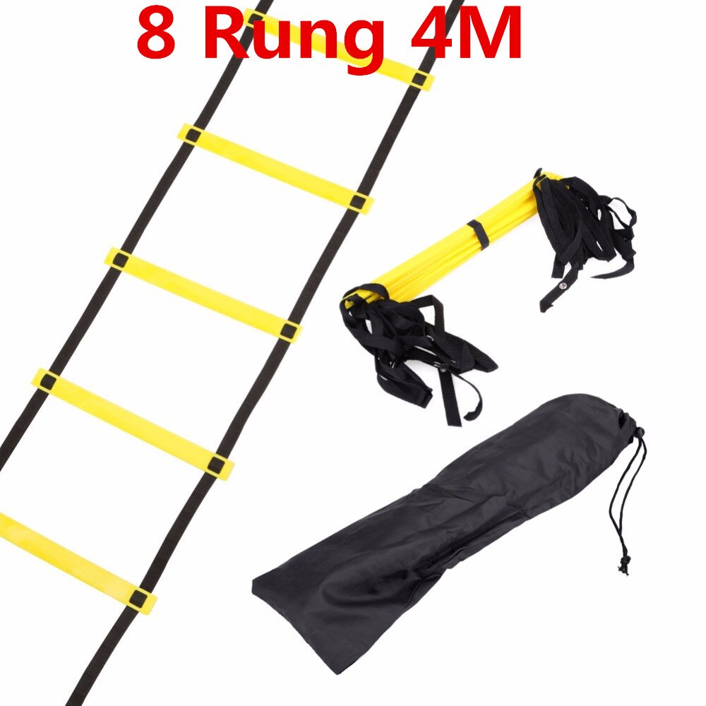 Escalera de entrenamiento de fútbol 6, 8 y 12 peleles, escalera duradera de nailon para entrenamiento de fútbol, pies Fitness, entrenamiento de velocidad: 8Rung 4M