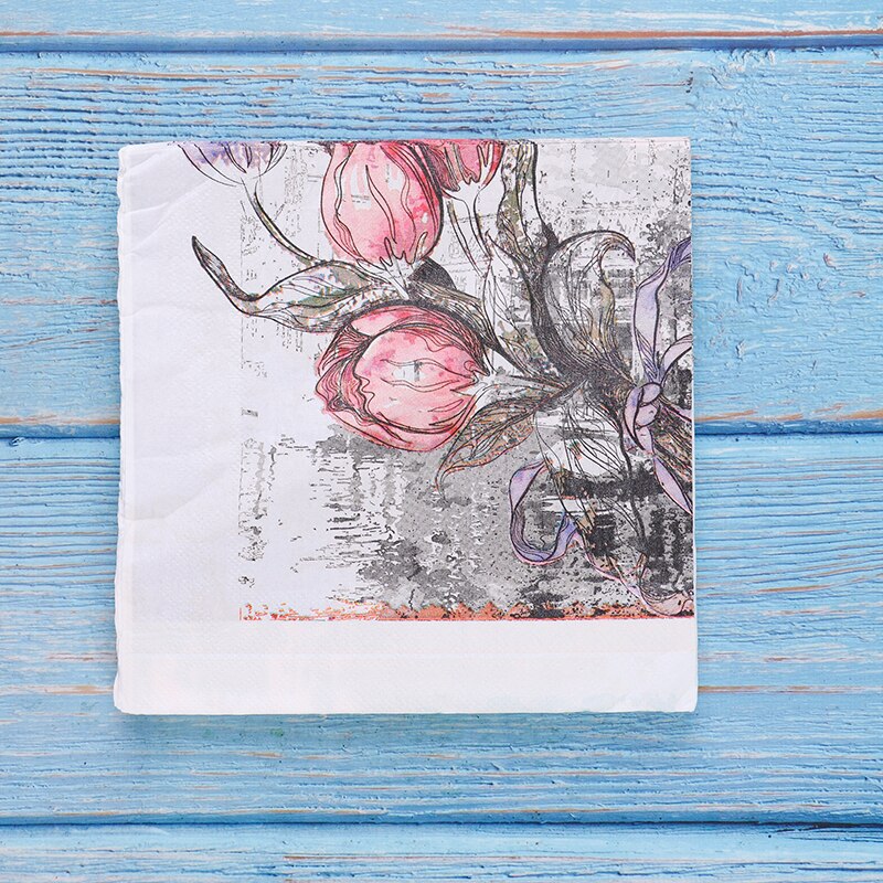 20 Stks/set Servetten Papieren Bloem Patroon Decoupage Servet Papieren Tissue Voor Xmas Wedding Decor Party Tafel Levert