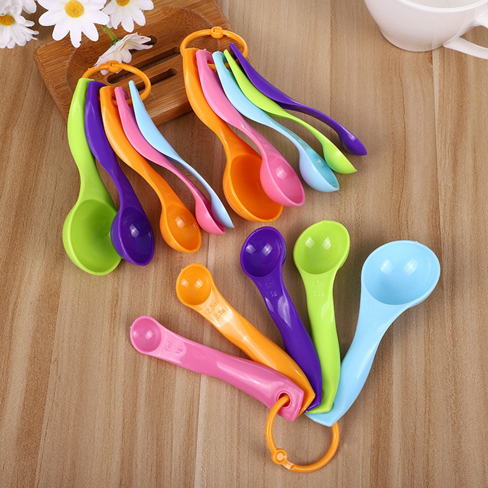 5 Stks/set Maatlepels Plastic Theelepel 1.25 / 2.5 / 5 / 7.5/ 15Ml Maatregel Lepel Cups Gram scoop Pollepel Keuken Accessoire