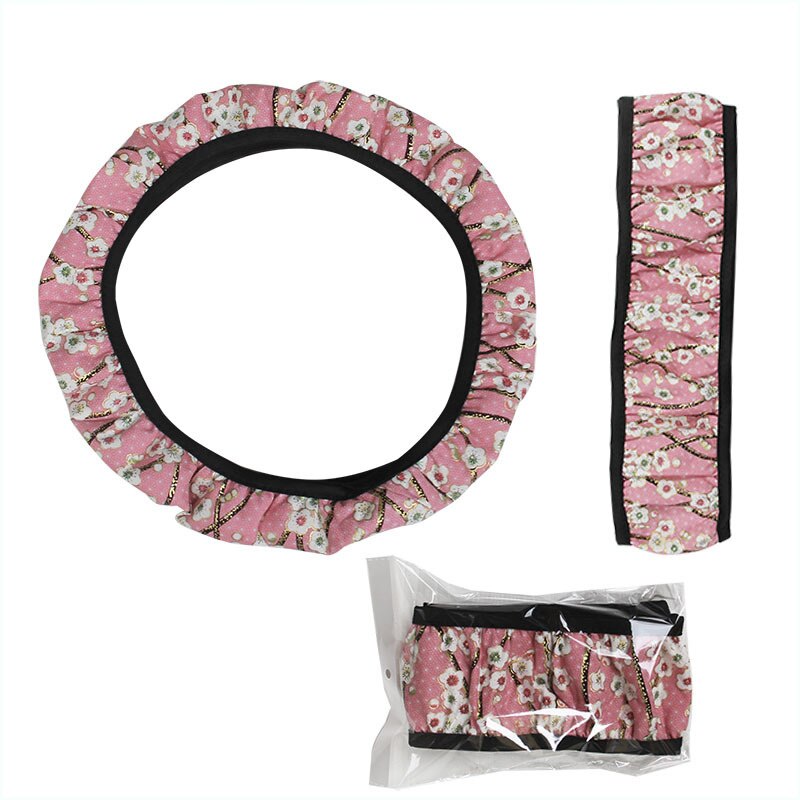 Sakura-funda para volante de coche sin anillo interior, elástica, 38cm, antideslizante, Universal, resistente al desgaste, suministros para coche