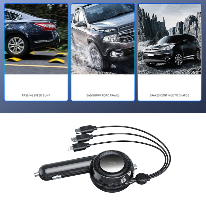 QuadCharge | 4-in-1 intrekbare autolader - snel opladen met meerdere k
