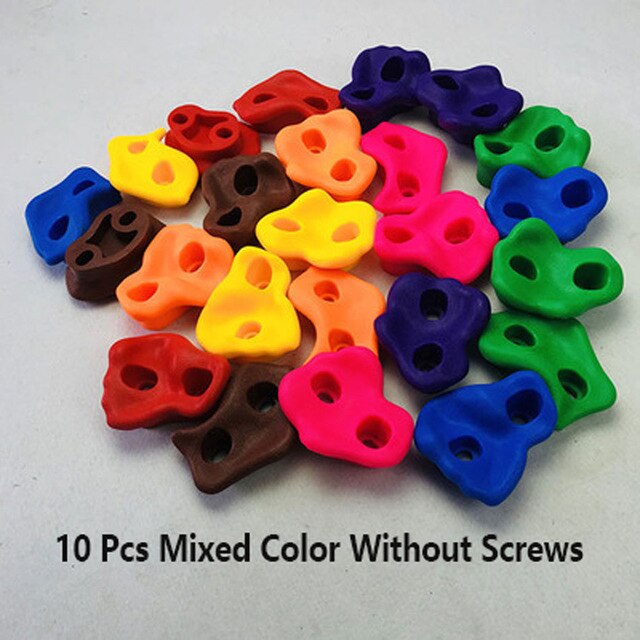 10Pcs Klimmen Rock Speelgoed Voor Kinderen Muur Stenen Fysieke Oefening Kits Kids Outdoor Indoor Speeltuin Plastic Hardware Speelgoed: 10pcs No Screws