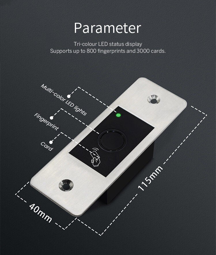 Waterproof Embedded Fingerprint access control Support 800 fingers/ 3000 125KHz EM Cards / waterproof IP66