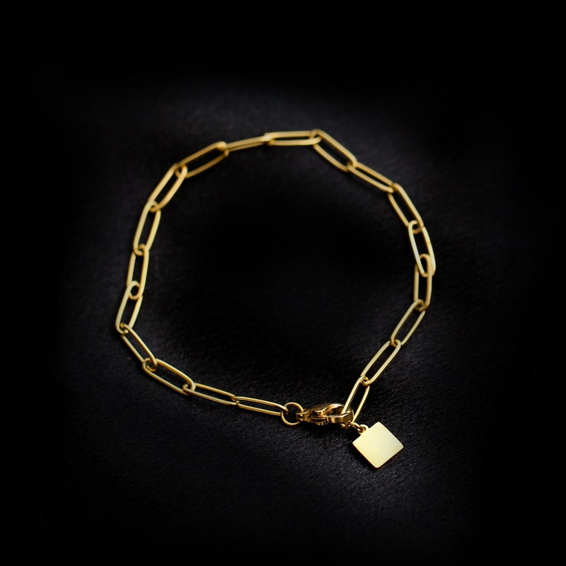 YUN RUO Gold Überzogene Quadratische Anhänger Kette Armbinde Beliebte Frau mädchen Edelstahl Schmuck Zubehör Nicht Verblassen