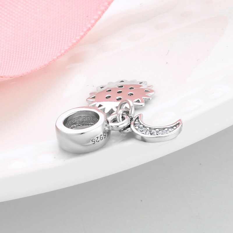 Amore ardente 925 sterlina d'argento sole luna elemento frizzante CZ Pendenti E Ciondoli in forma Originale Del Progettista Dei Braccialetti di Fascino per Le Donne Gioielli FAI DA TE
