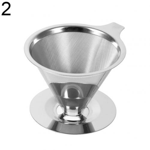 Stainless Steel Reusable Coffee Filter Holder Pour Over Mesh Tea Dripper Cup Coffee Filter Tea Coffee Cup Holder Filter Cup Bar: With Base