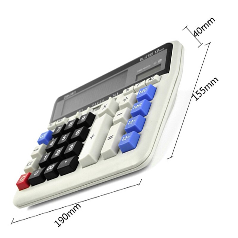 Deli 1 Piece 2135 Financial Bank Dedicated Calculator Computer Keyboard Desktop Office Calculator Solar Dual Power Supply