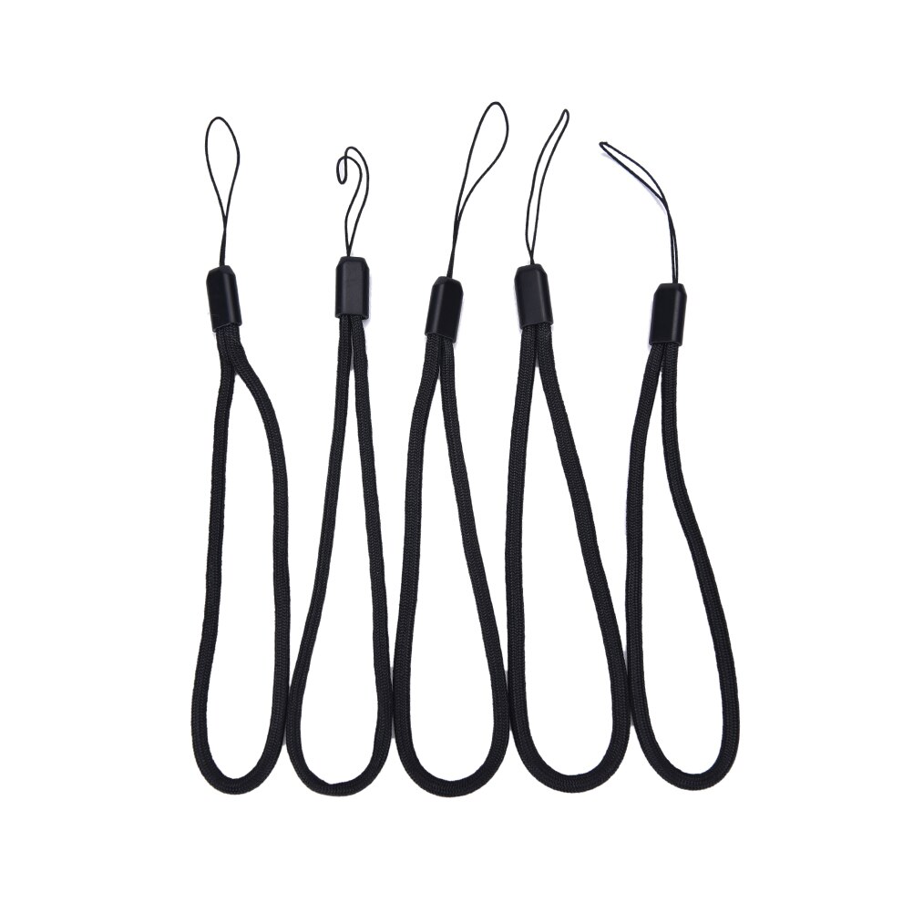 jetting 5x svart nylon håndleddsstroppsnor til kamera mobiltelefon ipod usb  mp3 mp4
