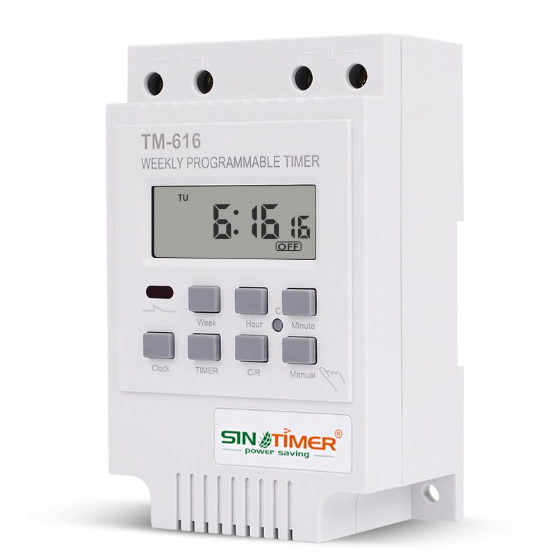 Sinotimer 30 amp ugentlig programmerbar digital tidskontakt relæ kontrol timer 220v din skinne montering,: Hvid