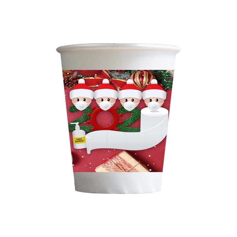 Gobelets en papier de noël, vaisselle jetable de noël, fête d'anniversaire, pique-nique, fournitures de cuisine, vaisselle, décoration: 4