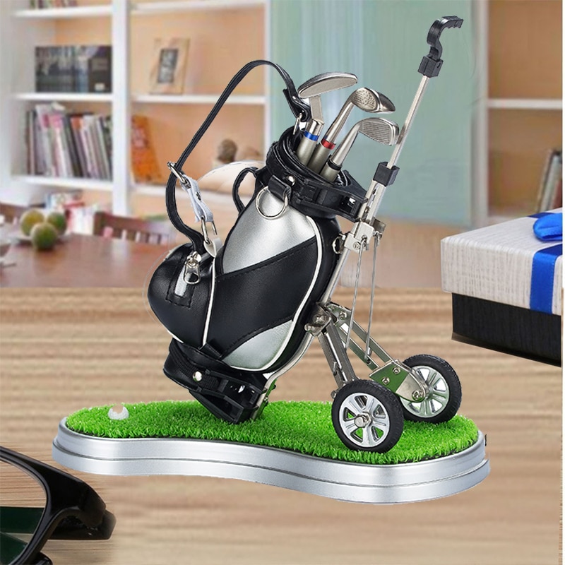 CRESTGOLF Golf Car Contains 3 Parts of Aluminum Pen Golf Bag Penholder Golf Souvenir Golf Car Accessories