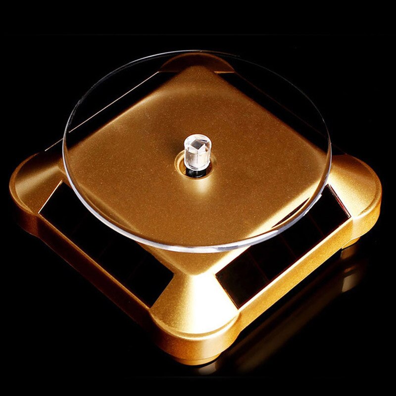 Solar Showcase 360 Automatic Rotating Turntable Jewelry Organizer Necklace Bracelet Watch Phone Display Stand AUG889: Gold