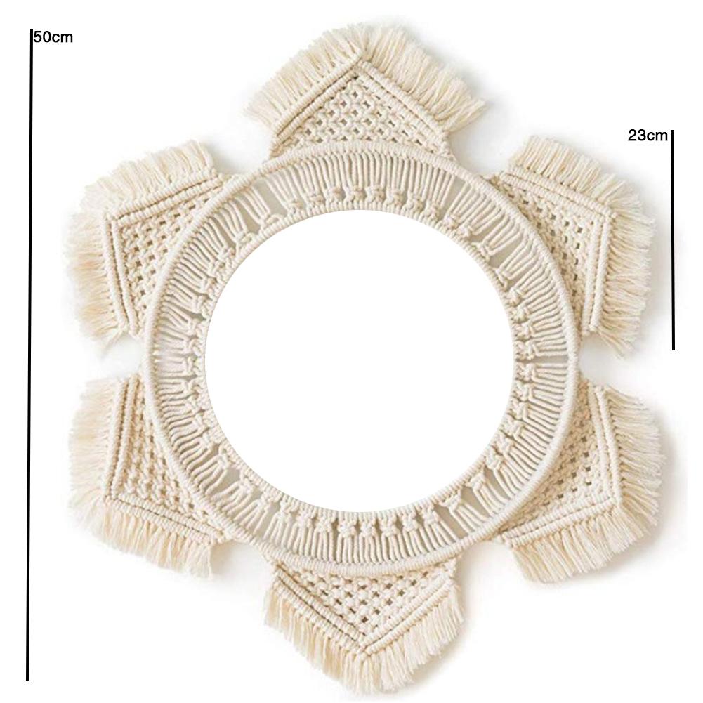 Rattan Dressing Mirror Innovative Art Decor Round Mirror Living Room Wall Hanging Mirror Bathroom Decoration Makeup Mirror: B