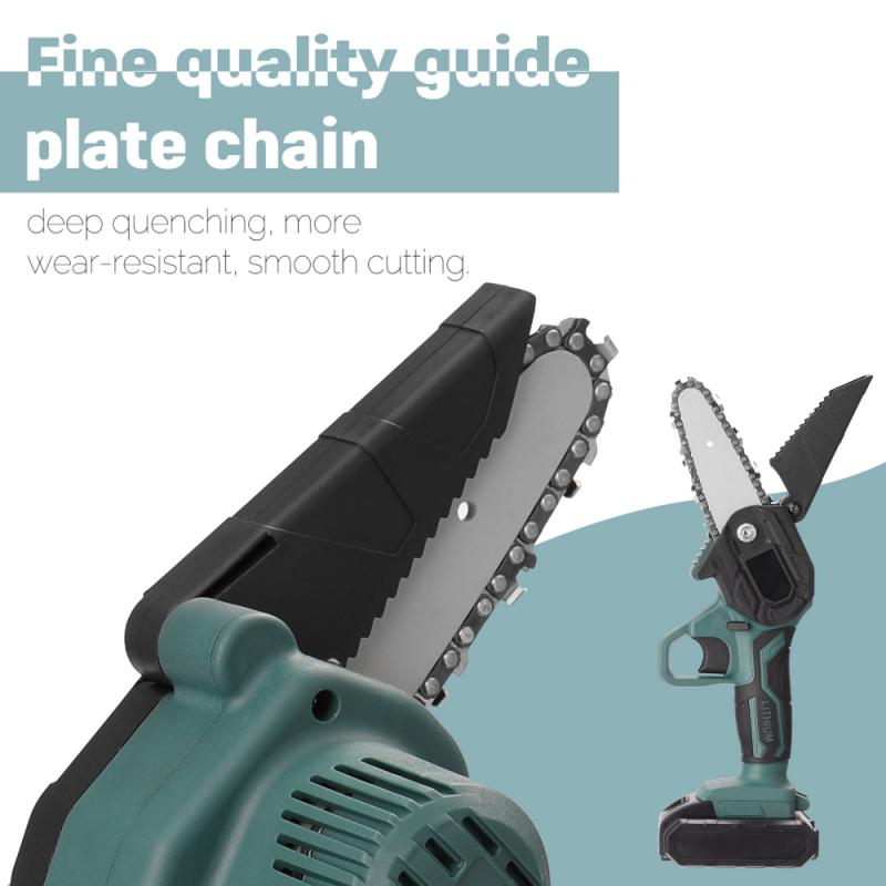 Mini Chainsaw 6/4 Inch Portable Rechargeable Electric Chainsaw 2000mAh Electric Handheld, Splash Guard for Wood Cutting