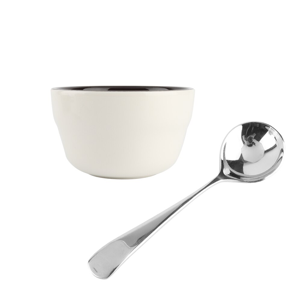 Ceramic Coffee Evaluation Cup Stainless Steel Measuring Spoon Cup Measuring Spoon Coffee Cup Measuring Bean Flour Spoon Cup Meas: Bowl and spoon
