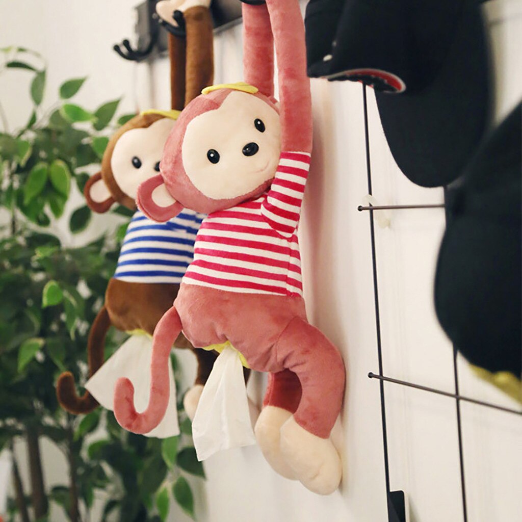 Car Tissue Box Down Cotton Car Tissue Box Monkey Cute Cartoon Animals Paper Napkin Case Wall Hanging Napkin Not Easy To Deform