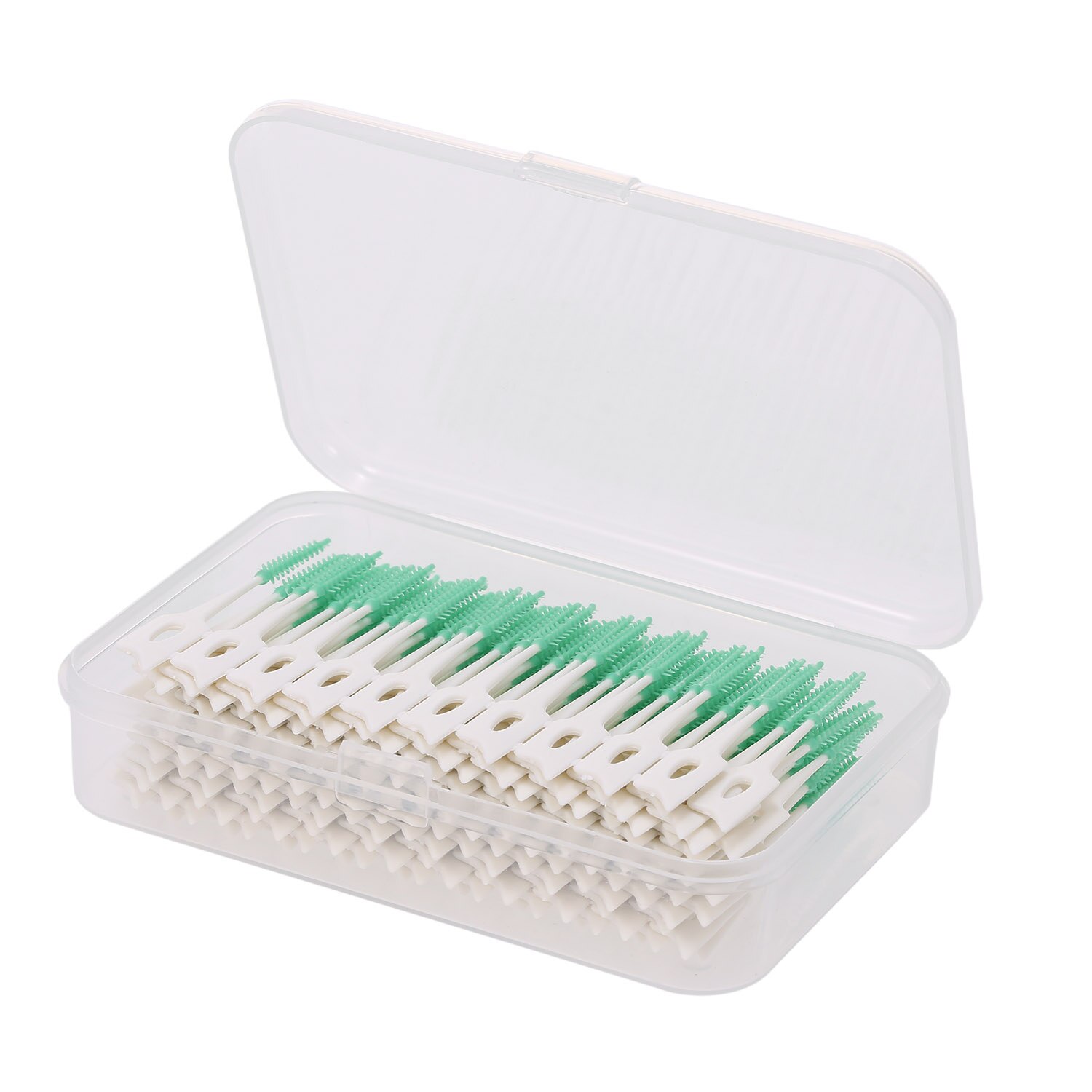 160 stk dobbelt-endet tandstikker tandtråd interdental børste tænder stick tandhygiejne værktøj bløde silikone tandstikkere: Grøn
