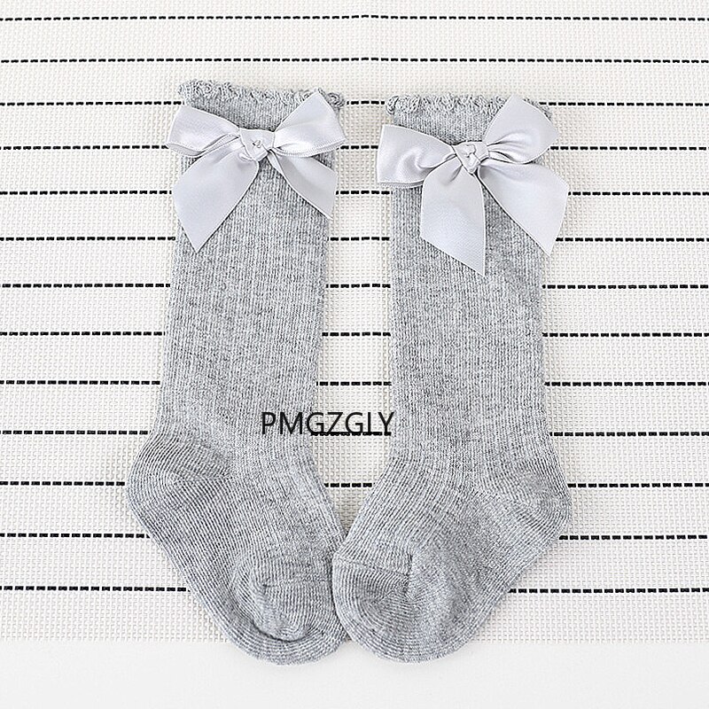 Calzini per bambini bianco autunno bambini ragazze grande fiocco al ginocchio alto lungo morbido pizzo di cotone calzini per bambini calzini caldi di natale antiscivolo