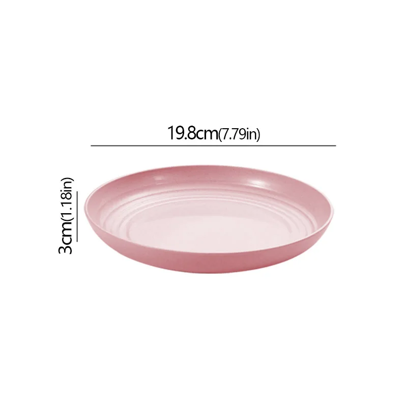 Wheat Straw Solid Color Round Plates Salad Dessert Dinner Reusable Microwave Safe Anti Fall And Shatter Plates Fruit Plate: grey