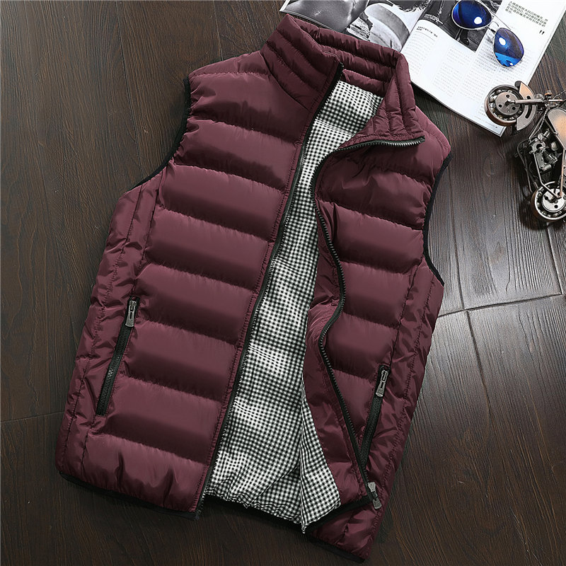 Vest Mannen Stijlvolle Lente Herfst Warm Mouwloze Jas Mannen Winter Vest mannen Vest Casual Jassen Heren Plus size 5XL: Red wine / XXL