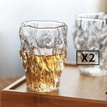 Japanse Onregelmatige Plooien Drinkglas Whisky Tumbler Whisky Glazen Boomstronk Bark Minderheid Creatieve Wijn Cup Theekopje: 2 Pieces