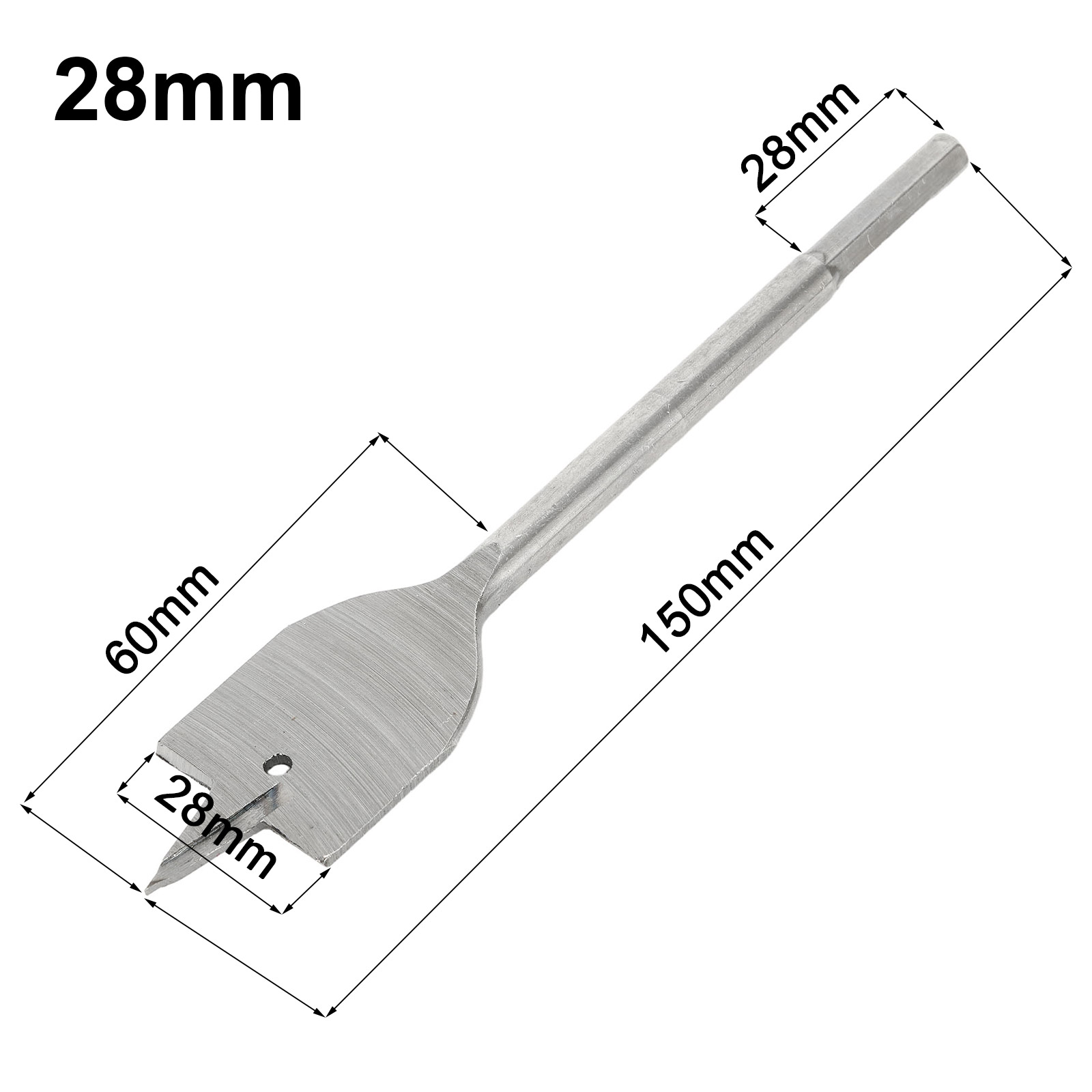 Broca plana para madera, husillo, brocas para carpintería, perforación de madera HCS, herramientas manuales de 20/22/25/28/30/32mm: Plata
