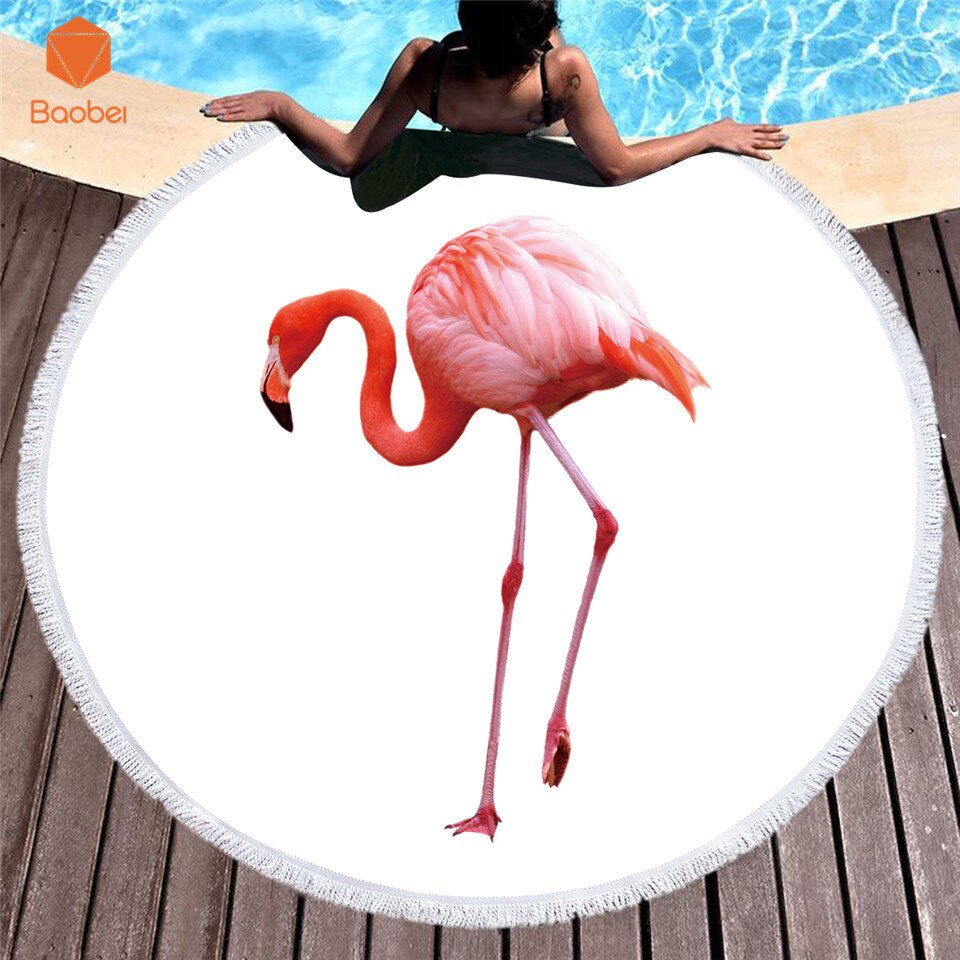 Roze Flamingo Microfiber Grote Ronde Strand Handdoek Toalla Microfibra Dikke Badstof Kwastje Strand Deken Serviette De Plage