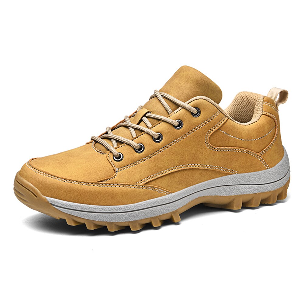Botas de segurança de couro grande tamanho homem caterpillar botas casuais sapatos de outono plataformas masculino calçado de escalada baixo superior apartamentos: Light Brown / 40
