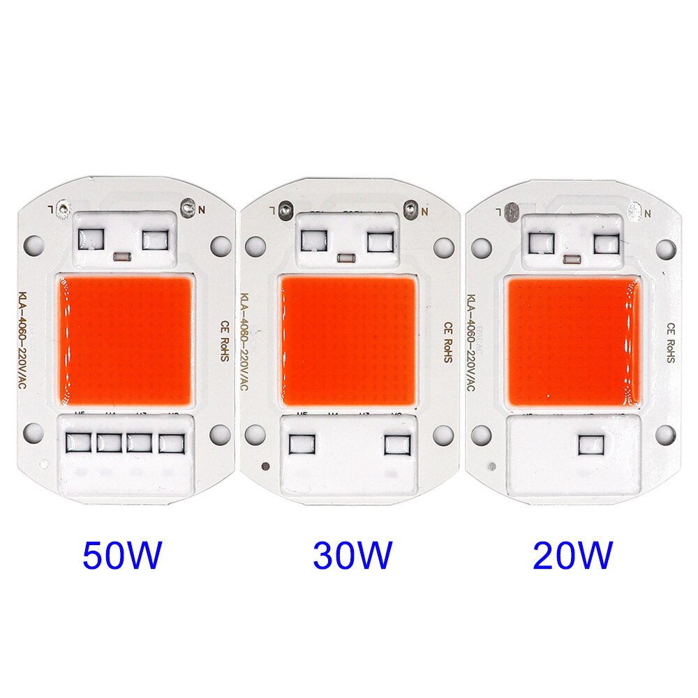 Luz LED COB de espectro completo para cultivo de plantas, 110V, 220V, 20W, 30W, 50W, DOB