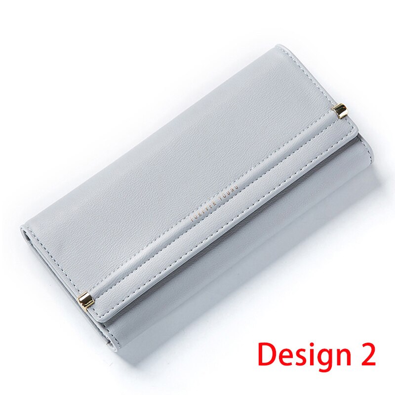 WEICHEN Large Capacity Trifold Women Wallet Brand Female Wallets Long Clutch Purse Leather Hand bag Brand Carteira: Gray