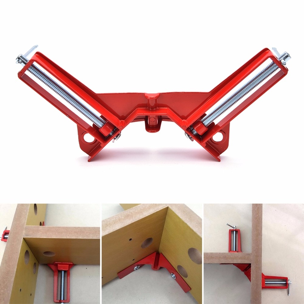 ZLinKJ 1Pcs 90 Degree Red Adjustable Jaws Right Angle Clip Aluminum Picture Frame Corner Clamp Woodworking Hand Tool Kit