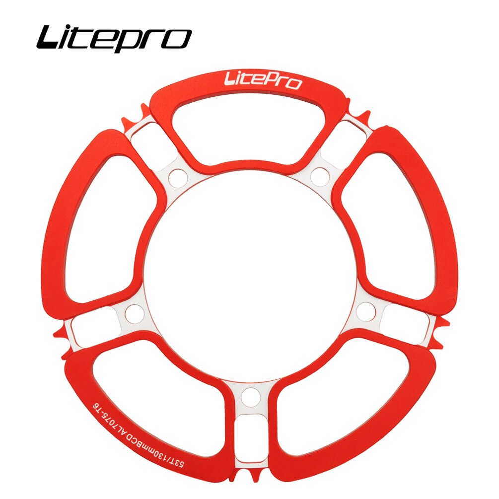 Litepro-platos y bielas de aleación de aluminio, Piñón para bicicleta plegable, 53T, 56, 58T, 5 agujeros, 130BCD