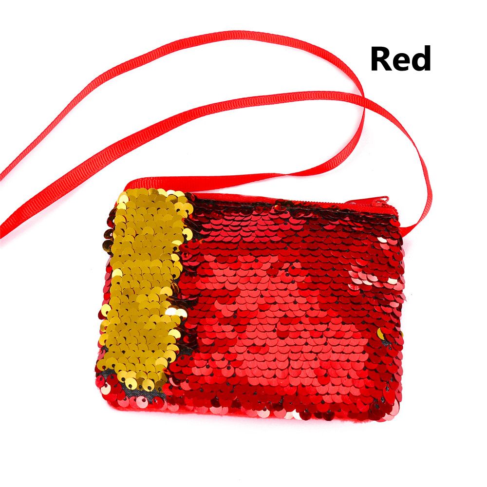 New Fashion Mermaid paillettes portamonete portafoglio per bambini ragazza borsa scintillante borsa da donna borsa con cerniera pacchetto pochette: Rosso