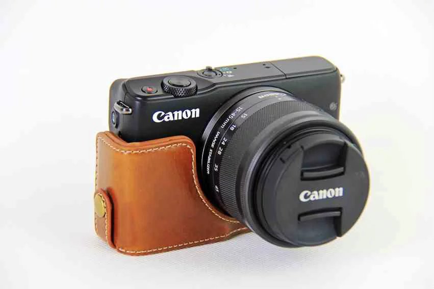 Pu læder kamera halvdel til canon eos m10 e... –