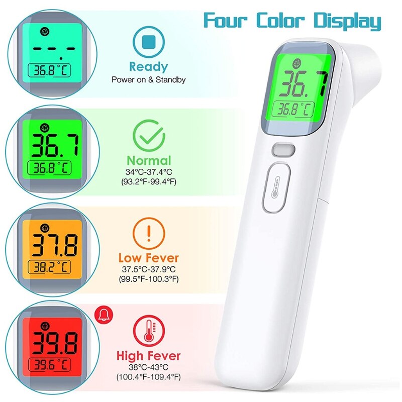 Forehead Infrared Thermometer LCD Display Digital Measurement with Fever Alarm