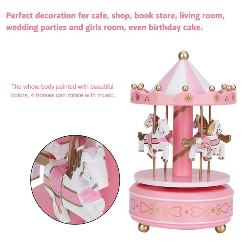 Music Box Merry Go Round Music Box Room Decorations Rotatable Wind Up Music Box Best for Boys Girls