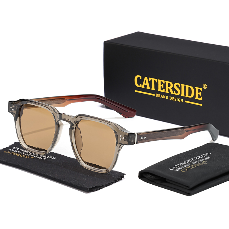 Caterside clássico quadrado óculos de sol masculino núcleo inserção templo marca luxo óculos de sol feminino viagem praia festa festival presentes: Preto