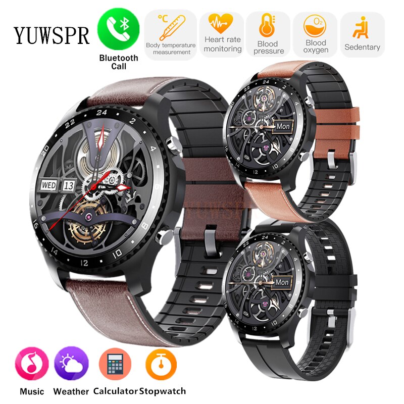 Mode Smartwatches CK30 Body Temperatuur Hartslag SPO2 Ondersteuning Koreaanse Hebreeuws Bluetooth Oproep Voor Business Mannen MV60