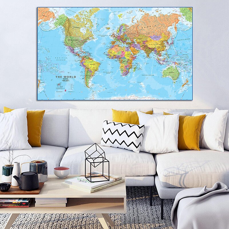 150*90cm World wall map Detailed Poster Non-woven Painting Map of the world wall for Bedroom Home Decoration