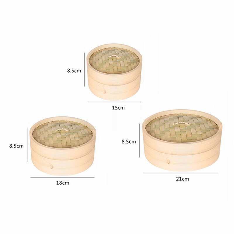 2 Tier Durable Cookware Bamboo Steamer Chinese Kitchen Cookware Fish Rice Dim Sum Basket Rice Pasta Cooker Set With Lid