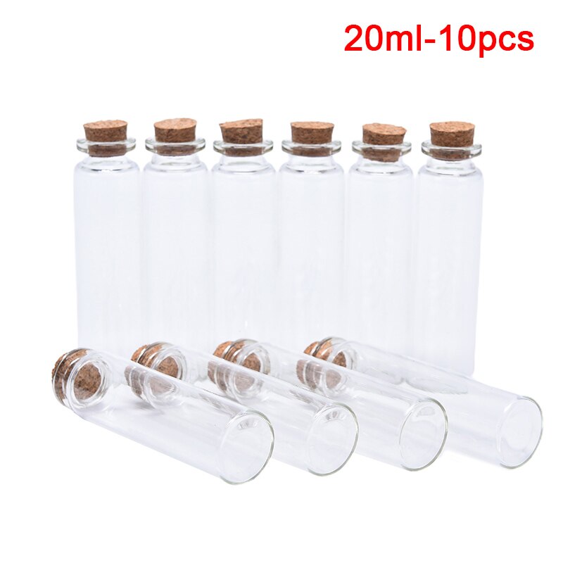 10Pcs 5/8/10/12/15/20ml Christmas Wish Bottles Small Empty Clear Cork Glass Bottles Vials For Wedding home Decor: 22x8 20ml