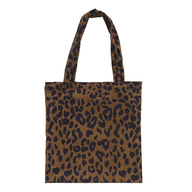 Saco de compras de veludo reutilizável bolsa de ombro padrão de leopardo: Default Title
